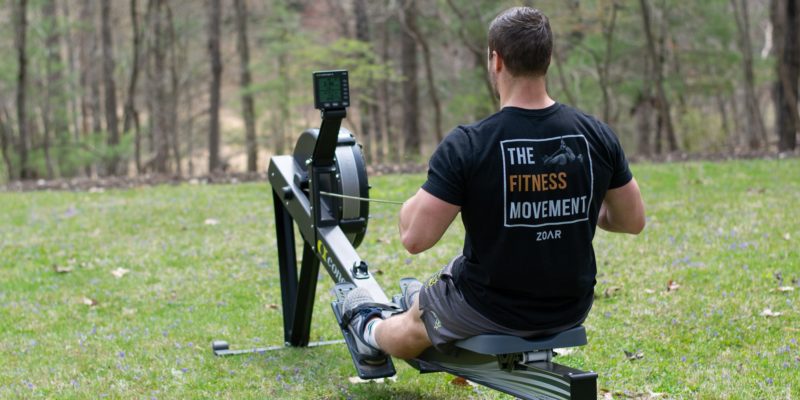 ZOAR Fitness athlete doing Rower workout outside.